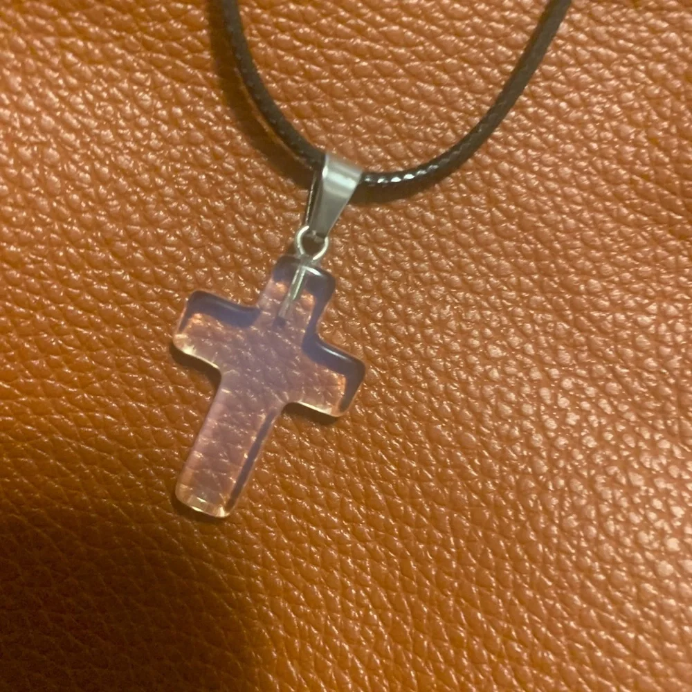 Clear Cross Pendant Necklace